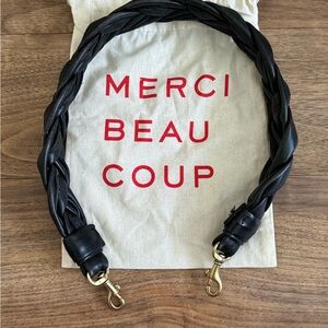 Clare V. Black Braided Leather Bag Strap